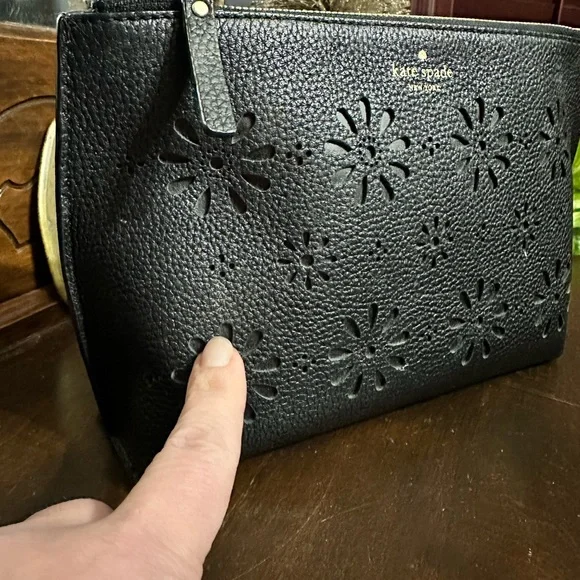 Kate Spade Black Floral Cosmetic Bag - Picture 3 of 9